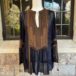 Calypso St Barth navy blue kaftan shirt